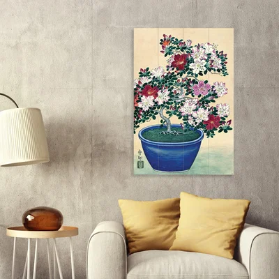 Dunelm The Art Group Blooming Azalea Wooden Wall Art Brown/Green