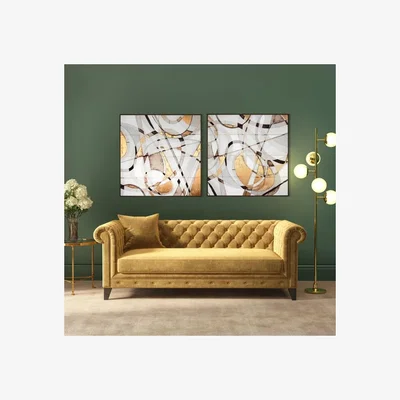 Dunelm Set of 2 Cedar & Sage Kaleidoscope Abstract Framed Canvases Brown