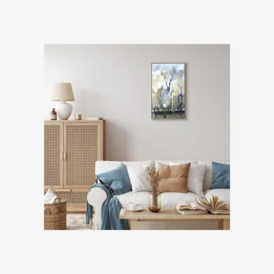 Dunelm Silver Birch Blues by A Lera Framed Canvas Brown