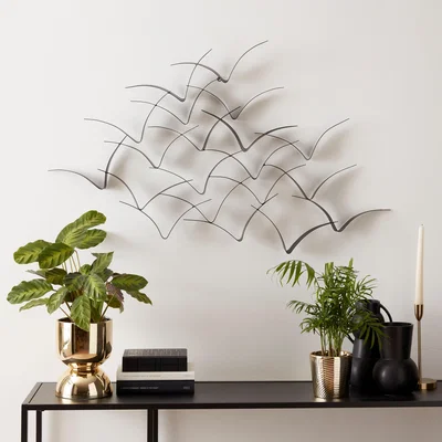 Dunelm Costal Birds Metal Indoor Outdoor Wall Art 90cm Black