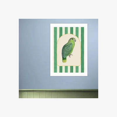 Dunelm East End Prints Stripy Green Parrot Print