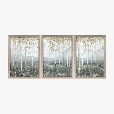 Dunelm Set of 3 Woodlands Framed Prints Grey