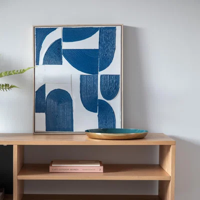 Dunelm Castana Abstract Textured Framed Art Blue