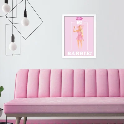 Dunelm Hi Barbie Framed Print Pink
