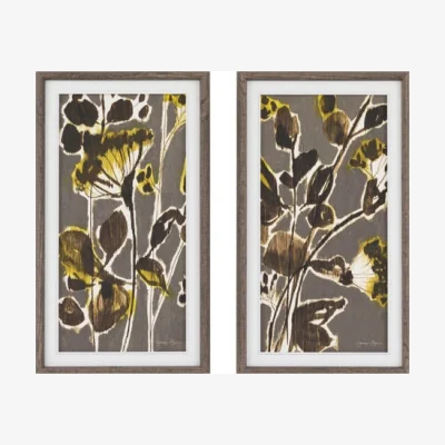 Dunelm Cedar and Sage Set of 2 Statement Flora and Fauna Framed Canvases