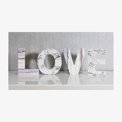 Dunelm Love Word Block Brown/White/Black