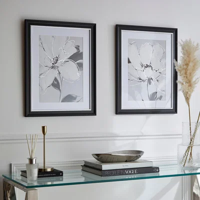Dunelm Set of 2 Luxe Florals Framed Prints 40x50cm White
