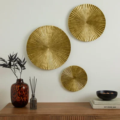 Dunelm Set of 3 Gold Bowl Wall Art Gold