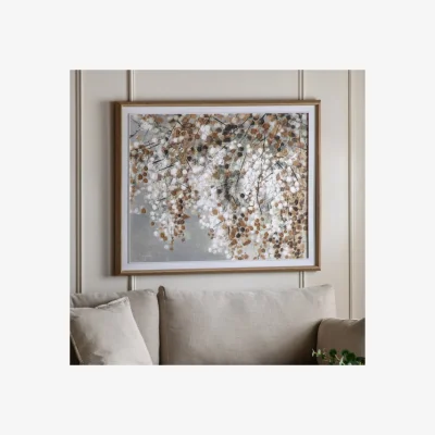 Dunelm Cedar and Sage Soft Abstract Falling Framed Canvas