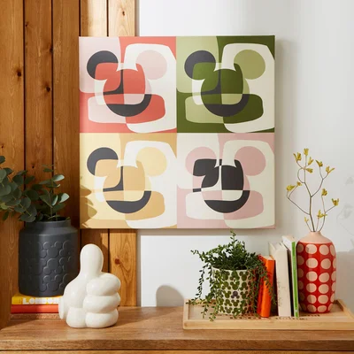 Dunelm Mickey Elements Canvas 50cm x 50cm Pink