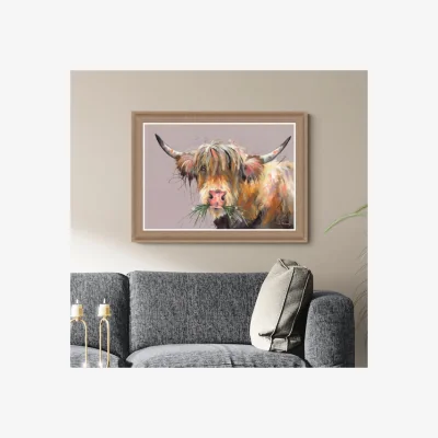 Dunelm Artko Lavender Highland Cow by Ashley Saunders Framed Print