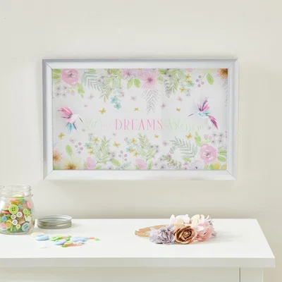 Dunelm Little Hummingbird Wall Art Blue, Green and Pink