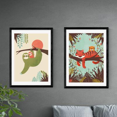 Dunelm Set of 2 East End Prints Sloth & Tiger Prints MultiColoured