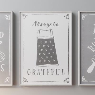 Dunelm Be Grateful Canvas White and Grey