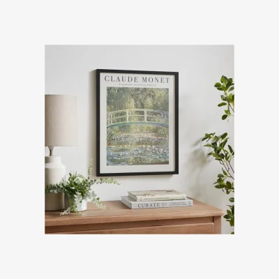 Dunelm Waterlilies and Japanese Bridge by Claude Monet Framed Print Black