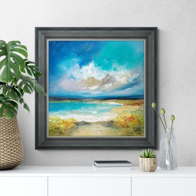 Dunelm Cornish Coastline Framed Print Grey