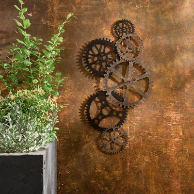 Dunelm Indoor Outdoor Listera Cogs Wall Art 100cm MultiColoured