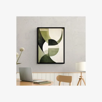 Dunelm Green Geometric Abstract Framed Print Green