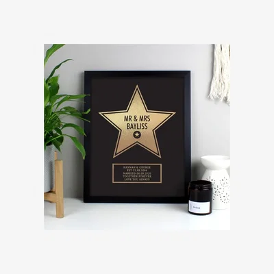 Dunelm Personalised Walk of Fame Star Award Framed Print Black