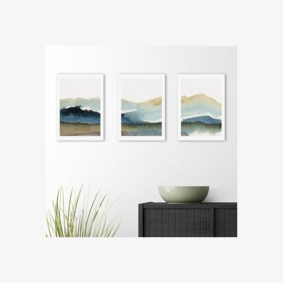 Dunelm East End Prints Set of 3 Blue Ink Prints