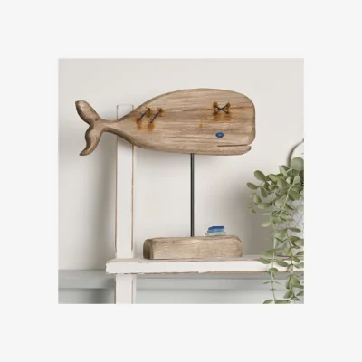 Dunelm Love Life By The Sea Driftwood & Sea Glass Whale Ornament