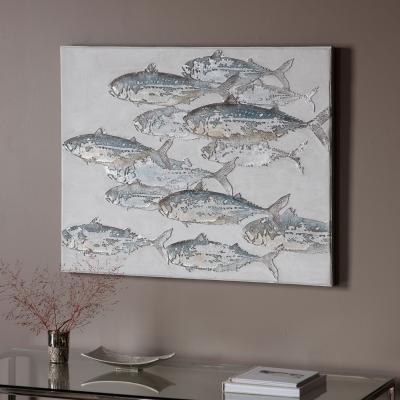 Dunelm Swimming Fish Art Canvas Natural