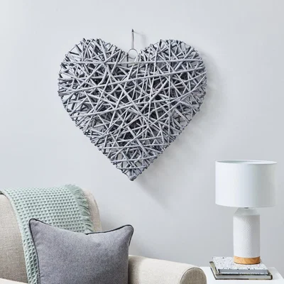 Dunelm Large Wicker Heart Grey