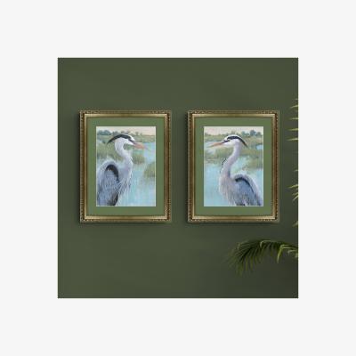 Dunelm Set of 2 Blue Heron Framed Prints MultiColoured