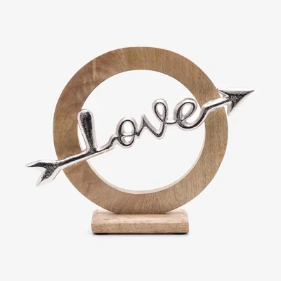 Dunelm Hestia Love Arrow Wood and Metal Ornament