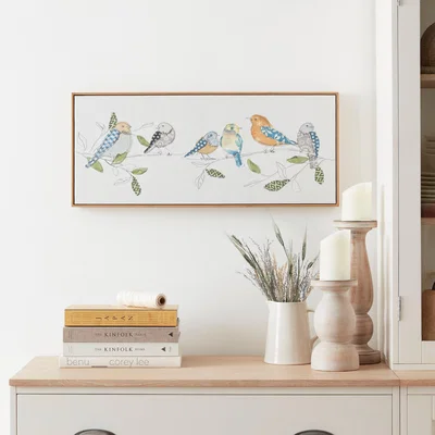 Dunelm Birds On Branch Capped Canvas 30x70cm Green