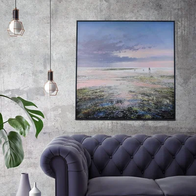 Dunelm The Art Group Premium Edit Gulls at Sea Framed Canvas Blue