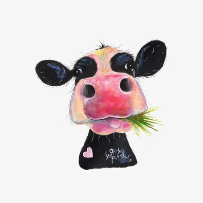 Dunelm Shirley MacArthur Cow Printed Canvas Black, White and Pink