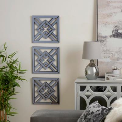 Dunelm Set of 3 Luxe Smoked Diamond Wallart Grey