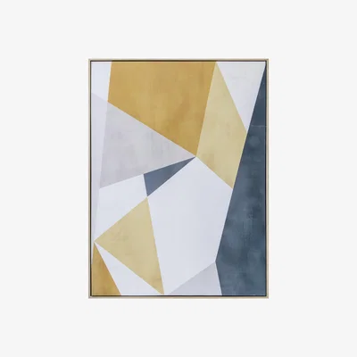 Dunelm Pastel Geo Boxed Canvas Ochre Pink, Blue and Yellow