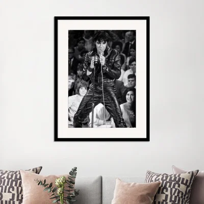 Dunelm The Art Group Elvis Presey 68 Comeback Framed Print Black and white