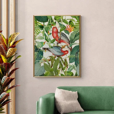 Dunelm Tropical Birds by andrea Haase Framed Print MultiColoured