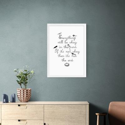 Dunelm East End Prints Everything Will Be Okay Framed Print Black