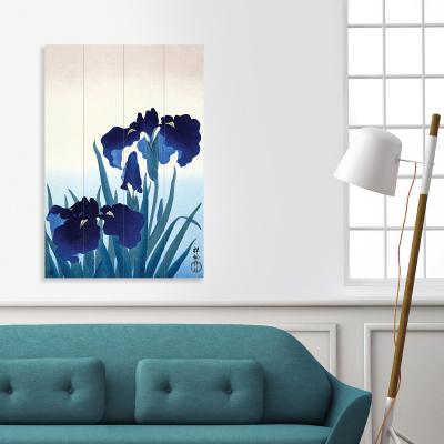 Dunelm The Art Group Iris Flowers Wooden Wall Art Blue