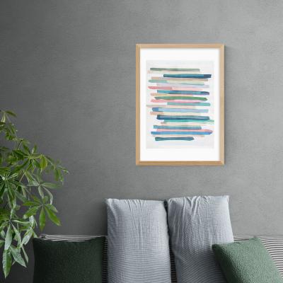 Dunelm East End Prints Pastel Stripes Print Blue/Pink/Green