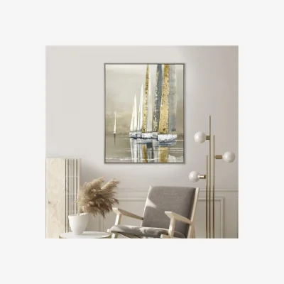 Dunelm Golden Sails by Adelene Fletcher Framed Canvas Grey