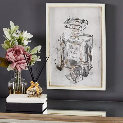 Dunelm Glam Perfume Bottle Framed Print Cream