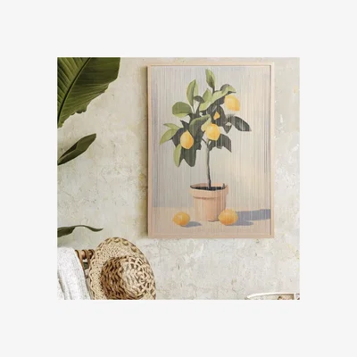 Dunelm Hestia Lemon Tree Thread Wall Art