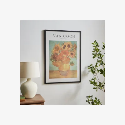 Dunelm Sunflowers by Van Gogh Framed Print Black