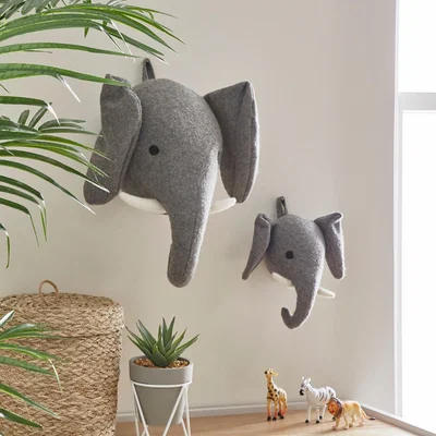 Dunelm Elephant Wall Head Grey