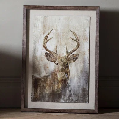 Dunelm Majestic Stag Framed Art Brown/White