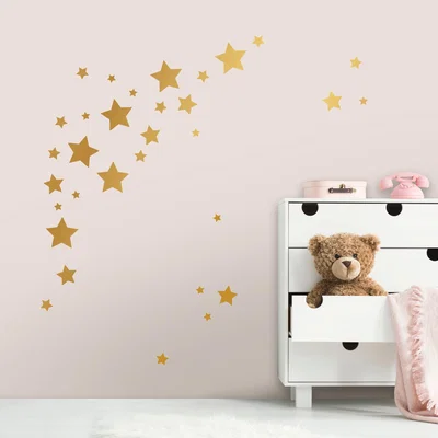 Dunelm Gold Stars Medium Wall Stickers Gold