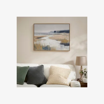 Dunelm British Cliffside Scene Framed Canvas