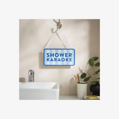 Dunelm Shower Karaoke Striped Metal Hanging Plaque