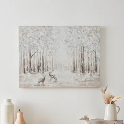 Dunelm Winter Stag Gold Canvas Silver