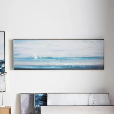 Dunelm Summer Sailing Framed Wall Art Blue